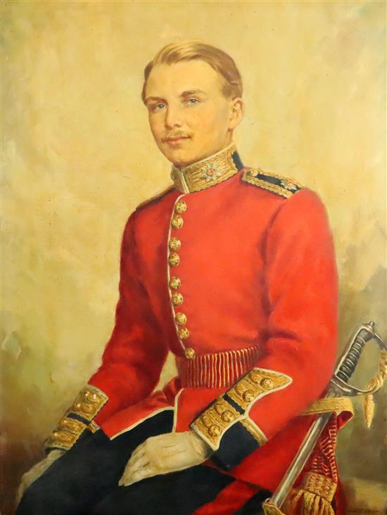 Beatrice Johnson (1906-2000), oil on canvas, three-quarter length portrait of a Coldstream Guards officer